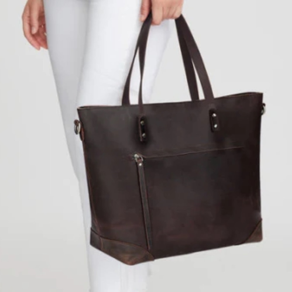 Montana Hudson Harper Leather Zip Tote in Black - Picture 2 of 11